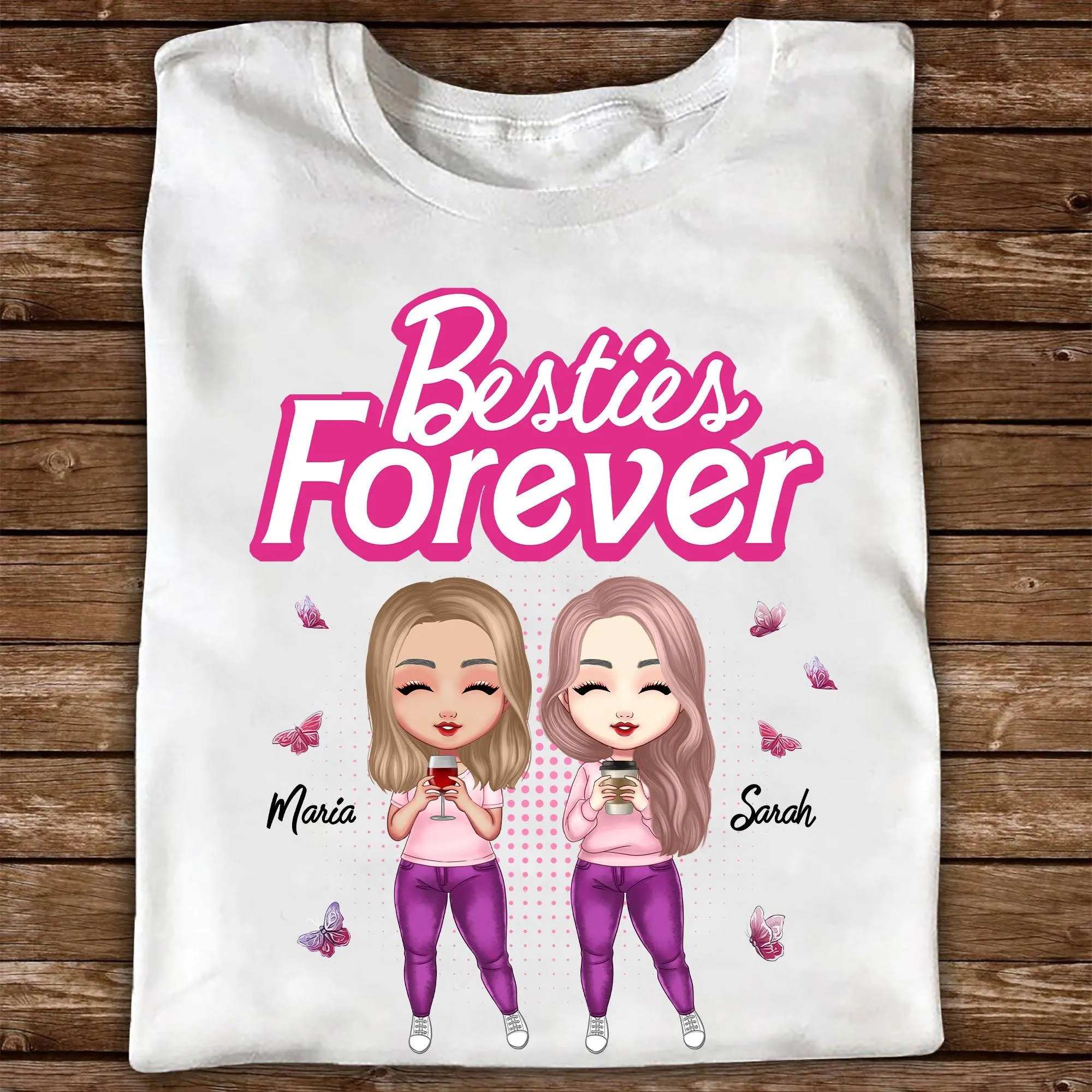 Personalized Besties Forever T Shirt, Funny Gift For Friends, Gift For Besties