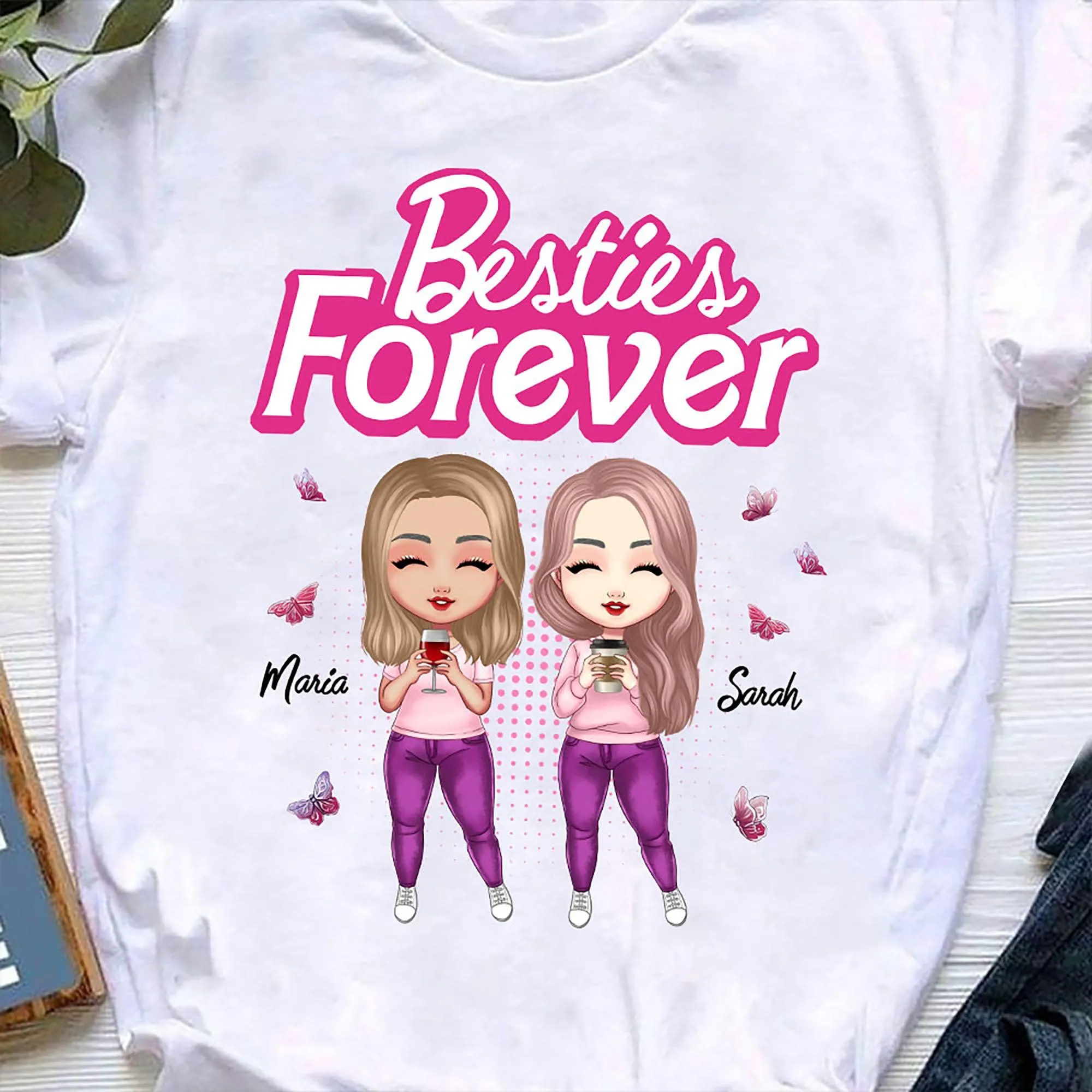 Personalized Besties Forever T Shirt, Funny Gift For Friends, Gift For Besties