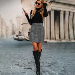 Plaid Print Button Front Skirt