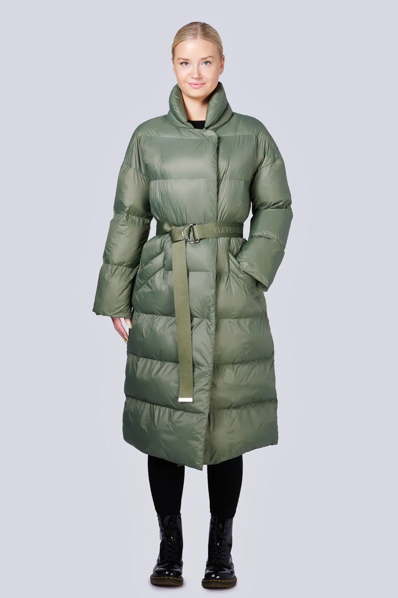 Posh Long Vegan Down Coat | Military