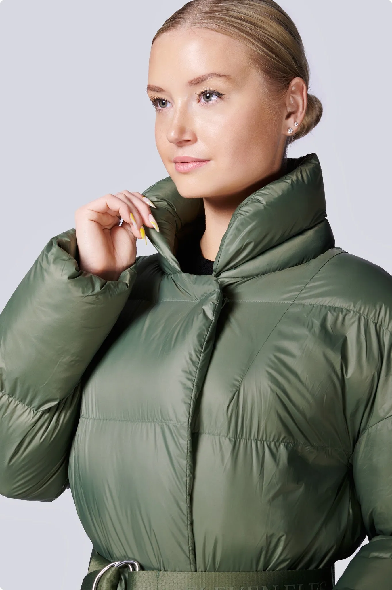 Posh Long Vegan Down Coat | Military