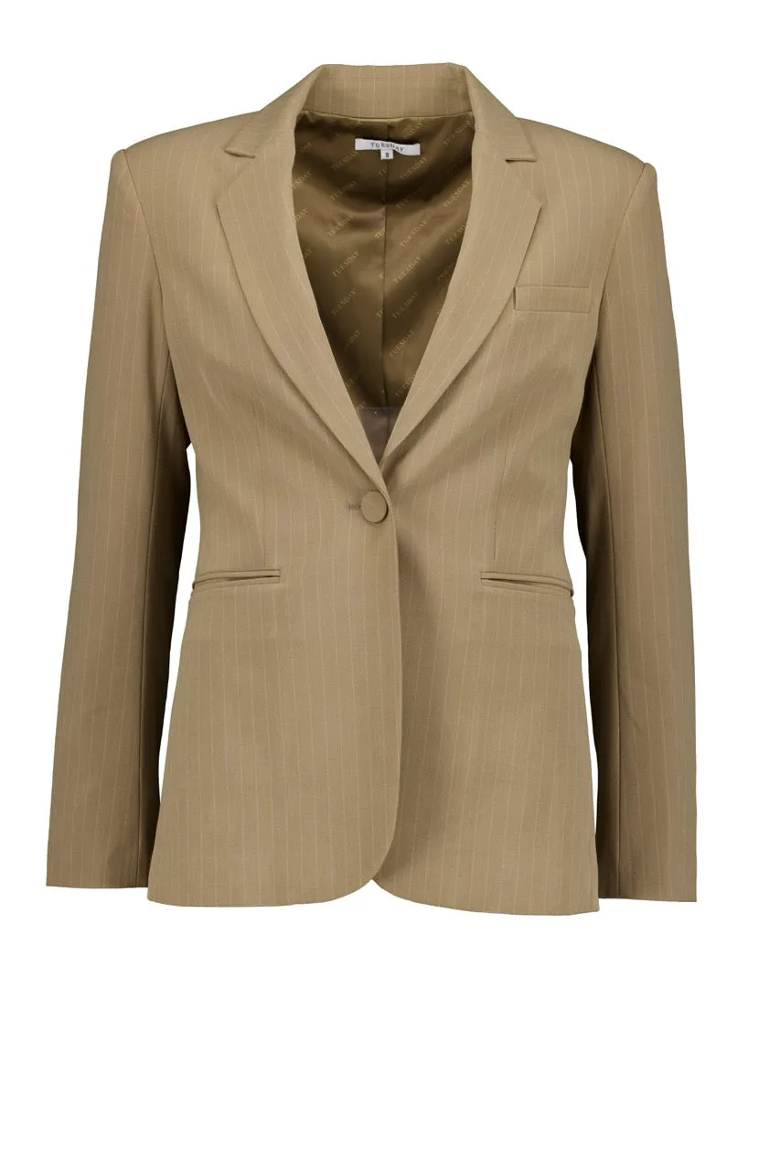 Prince Blazer | Camel Pinstripe