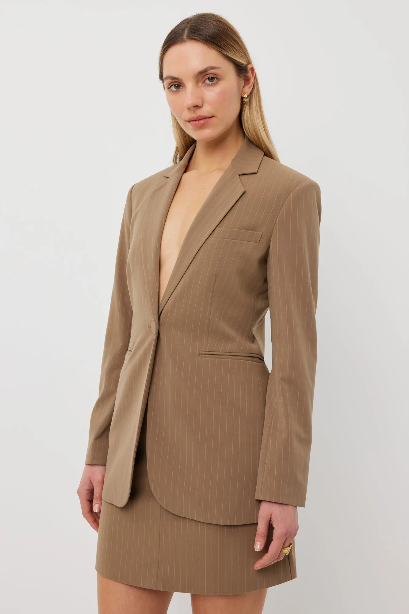 Prince Blazer | Camel Pinstripe