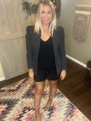 Puff Sleeve Blazer - Vintage Black
