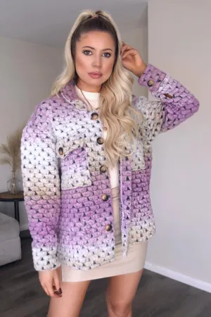 Purple Knitted Button Up Shacket