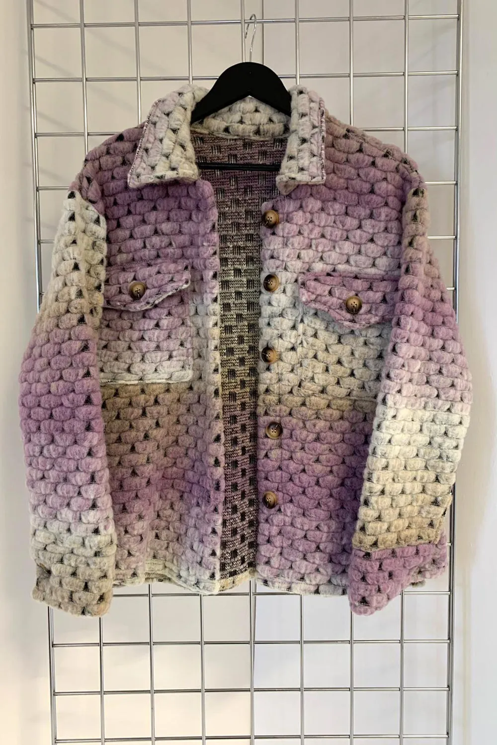 Purple Knitted Button Up Shacket