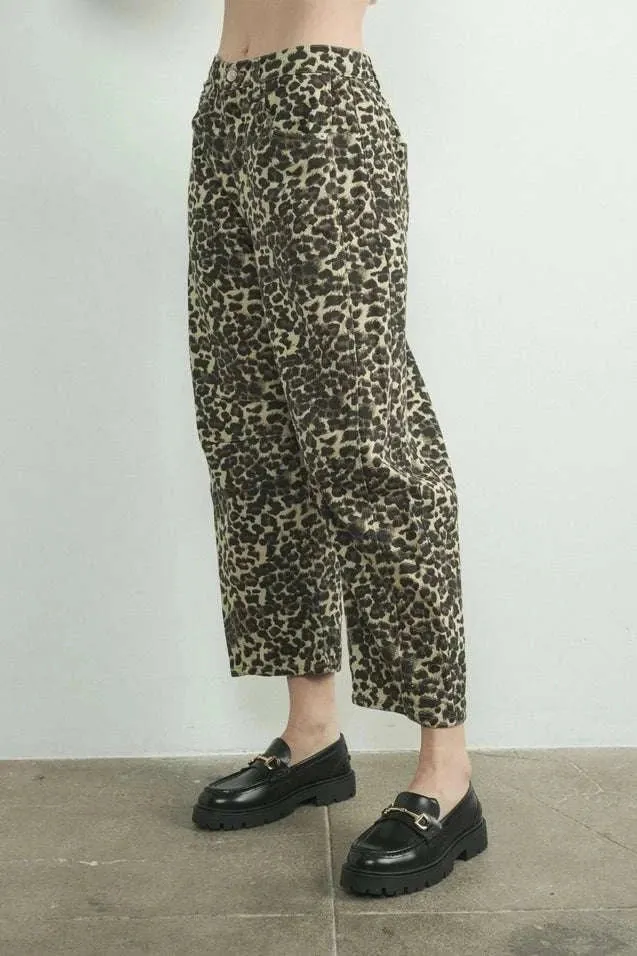 Relaxed Fit Denim Animal Print Pants