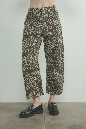Relaxed Fit Denim Animal Print Pants