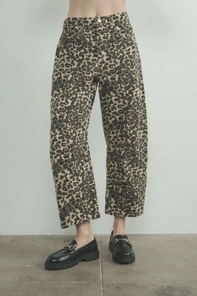 Relaxed Fit Denim Animal Print Pants