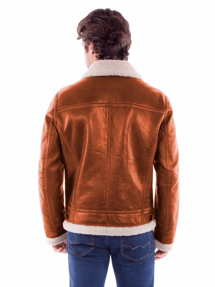 Scully 2049-93 Mens Zip Front Lined Leather Jacket Cognac