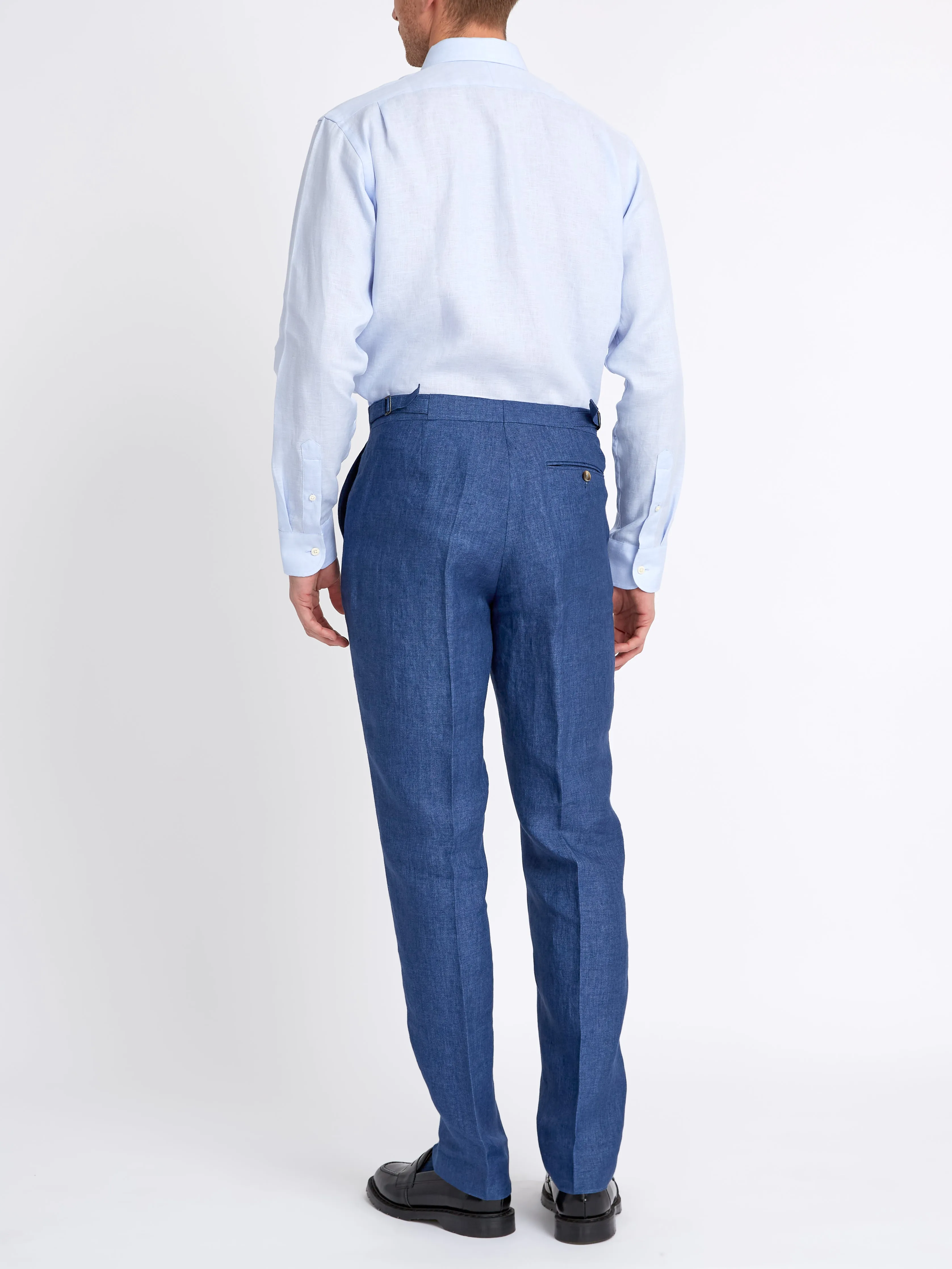 Sky Blue Bridford Linen Cutaway Collar Shirt