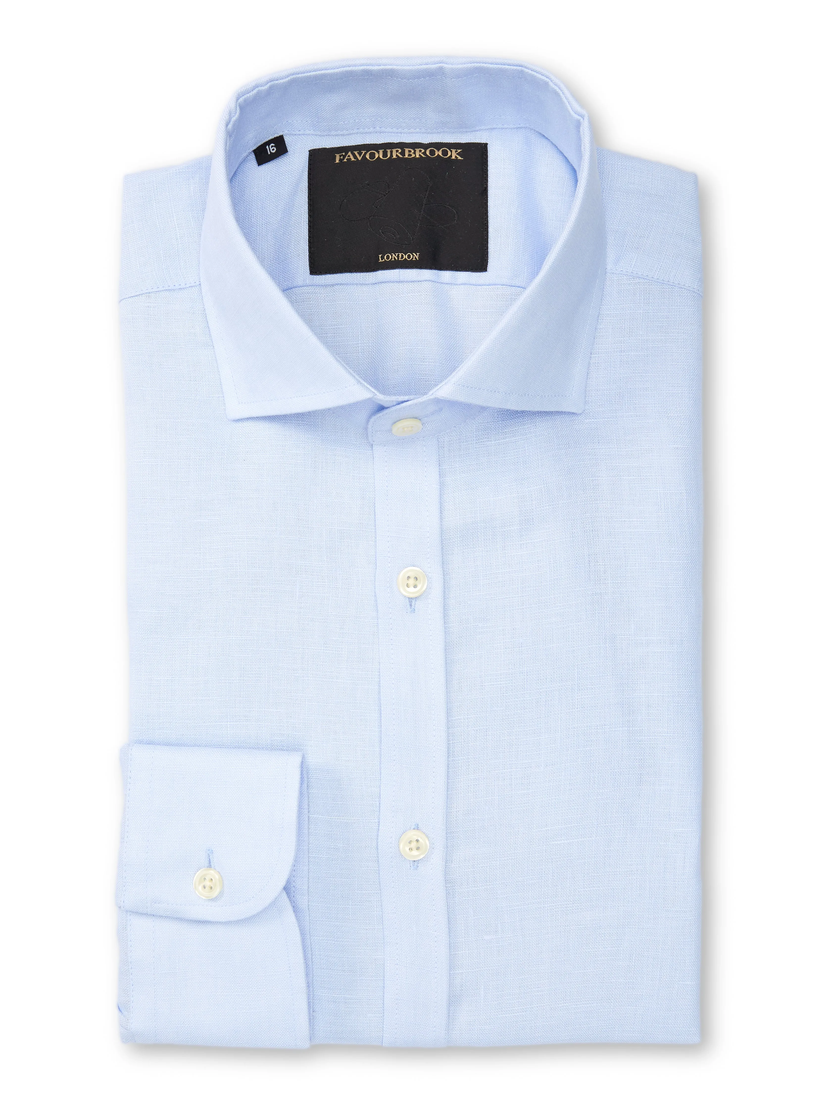 Sky Blue Bridford Linen Cutaway Collar Shirt