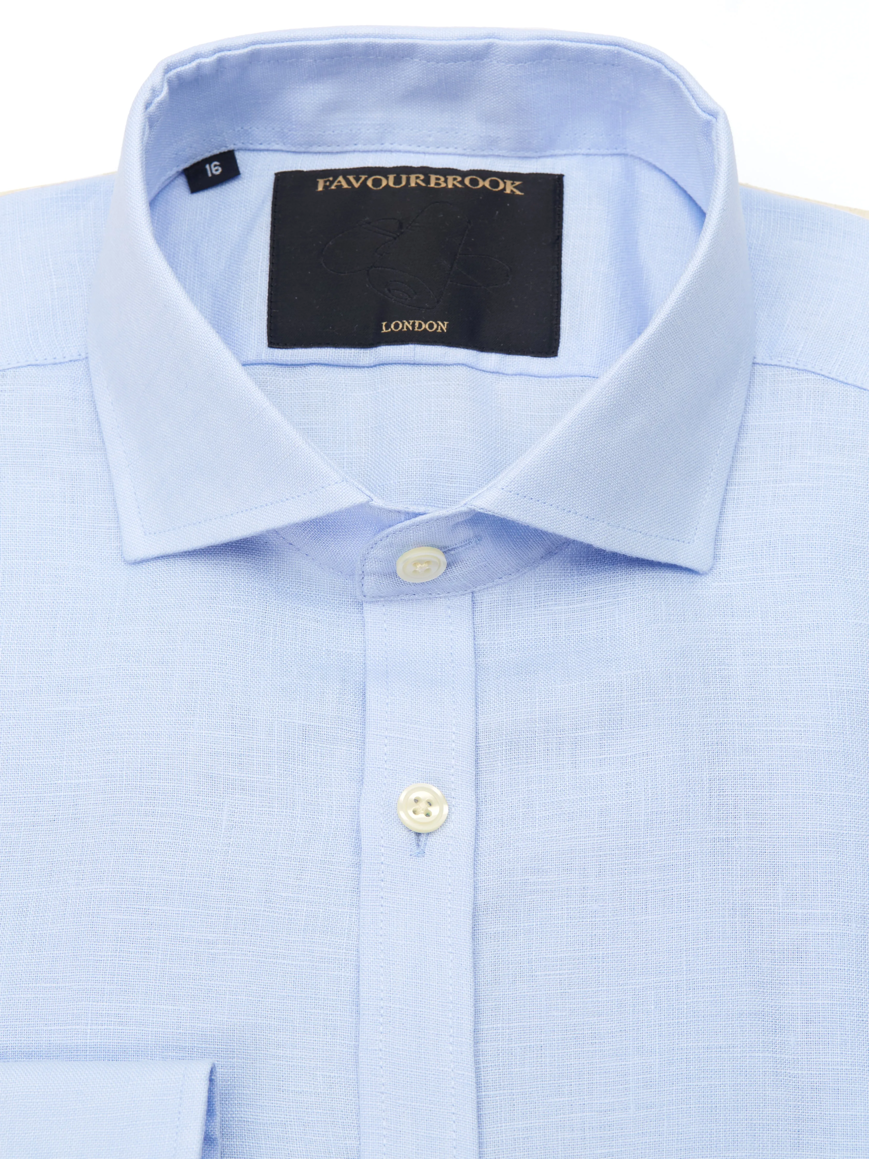 Sky Blue Bridford Linen Cutaway Collar Shirt