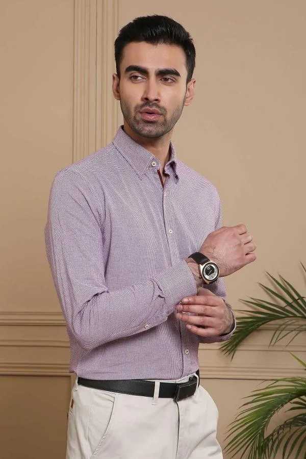 SMART SHIRT FULL SLEEVE SLIM FIT MAROON WHITE