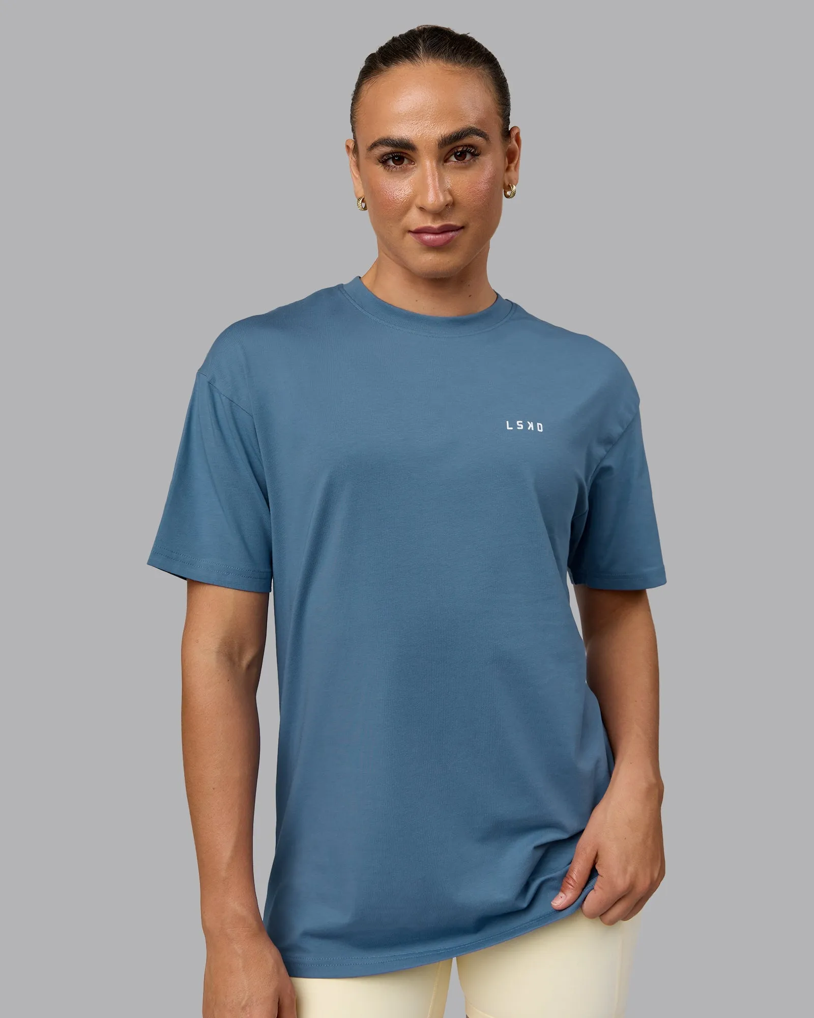 Unisex Move Fast Value Series FLXCotton Tee Oversize - Elemental Blue-Off White