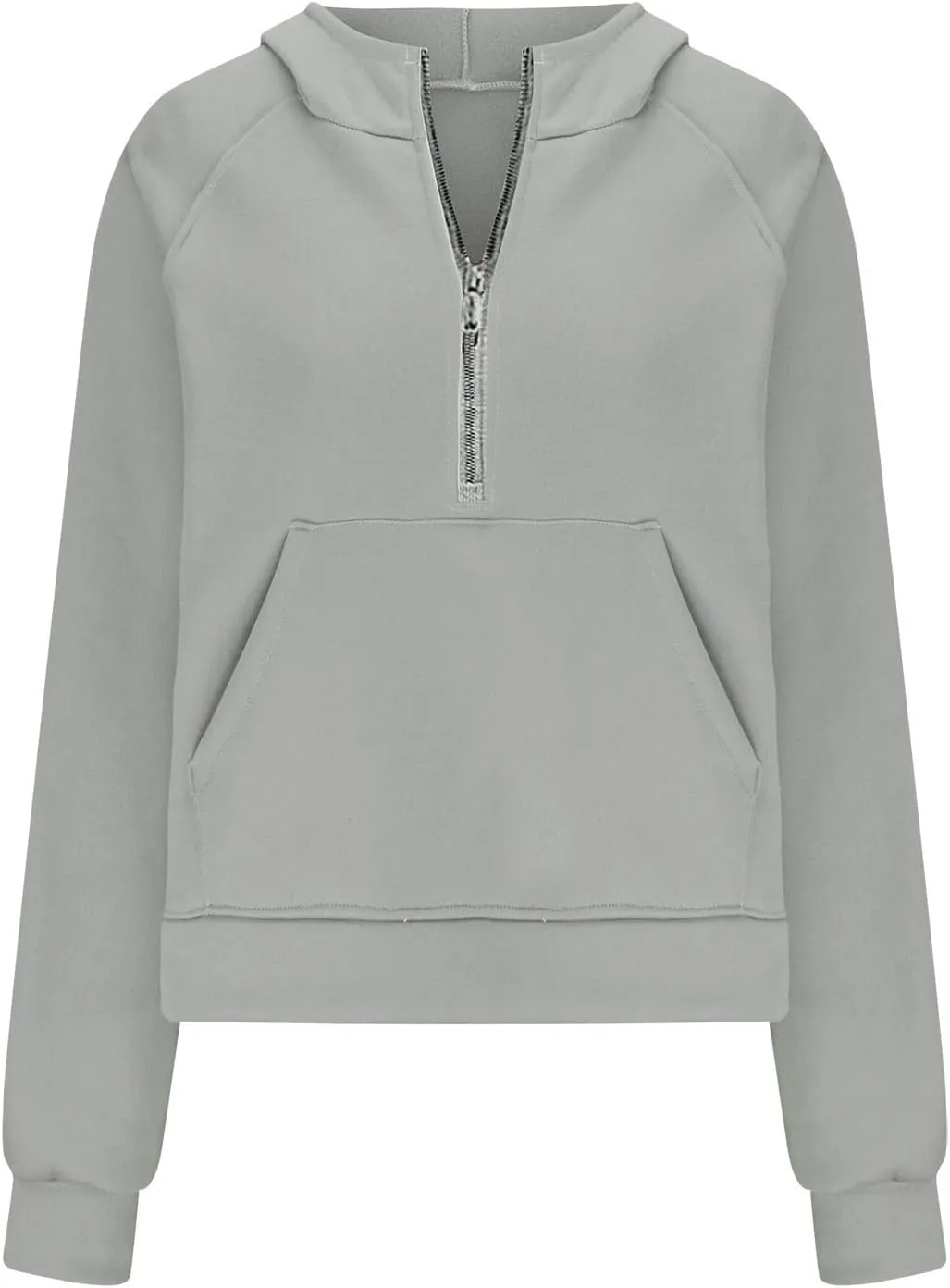 Women Half Zip Hoodies Pullover Long Sleeve Solid Corded Sweatshirt Oversized Casual Trendy Fall Outfit with Kangaroo Pocket