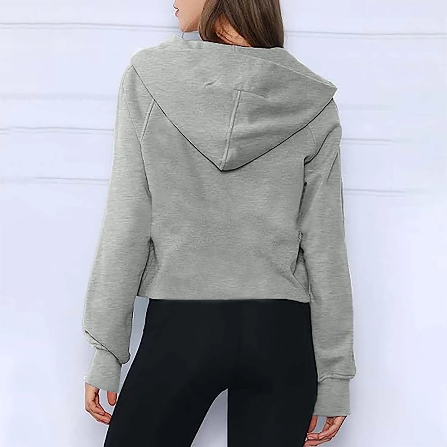 Women Half Zip Hoodies Pullover Long Sleeve Solid Corded Sweatshirt Oversized Casual Trendy Fall Outfit with Kangaroo Pocket