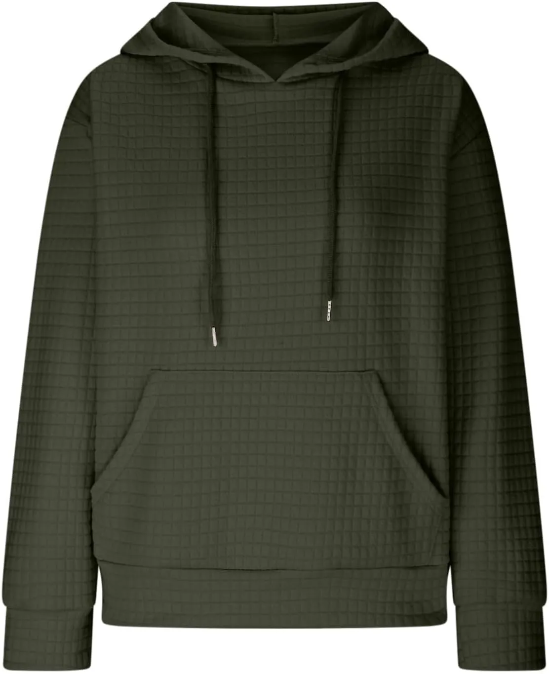 Womens Hoodies Casual Long Sleeve Drawstring Waffle Pullover Tops Loose Hooded Sweatshirt with Pocket