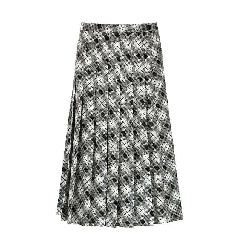Yarra Monochrome Plaid Midi Skirt