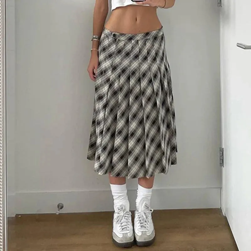 Yarra Monochrome Plaid Midi Skirt