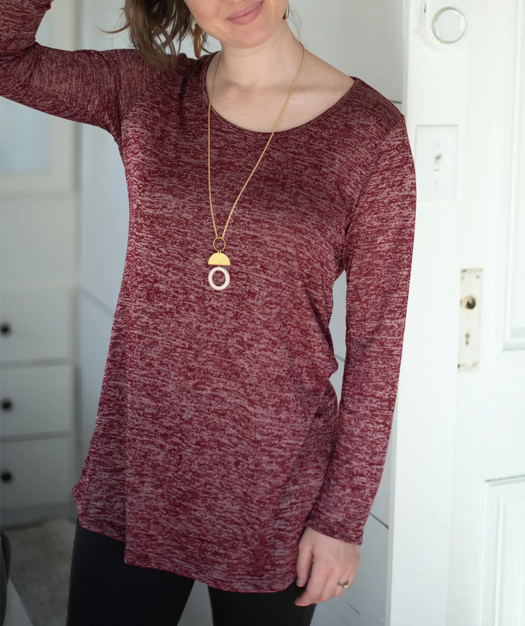 YORK tunic in Burgundy/White