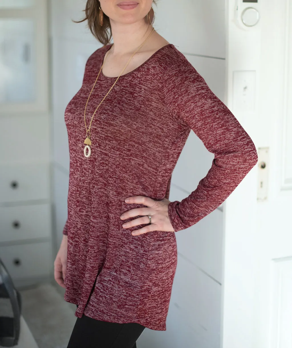 YORK tunic in Burgundy/White